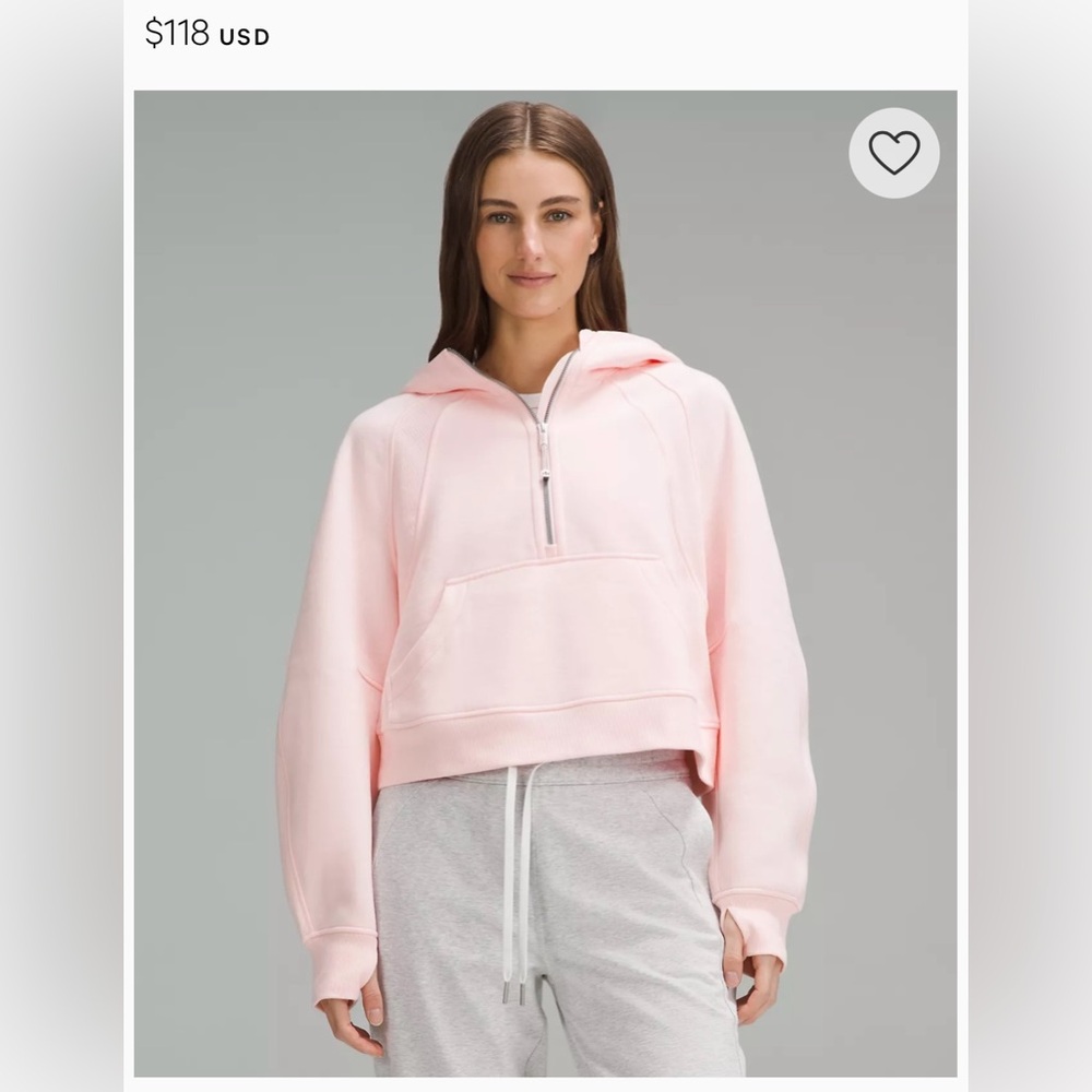 Lululemon Pink Half-Zip Hoodie Sweatshirt, XS/S